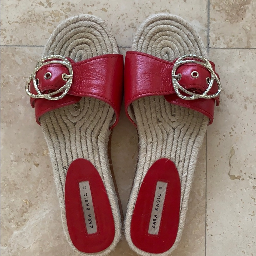 Zara red sandals espadrilles EU 38 (7.5)